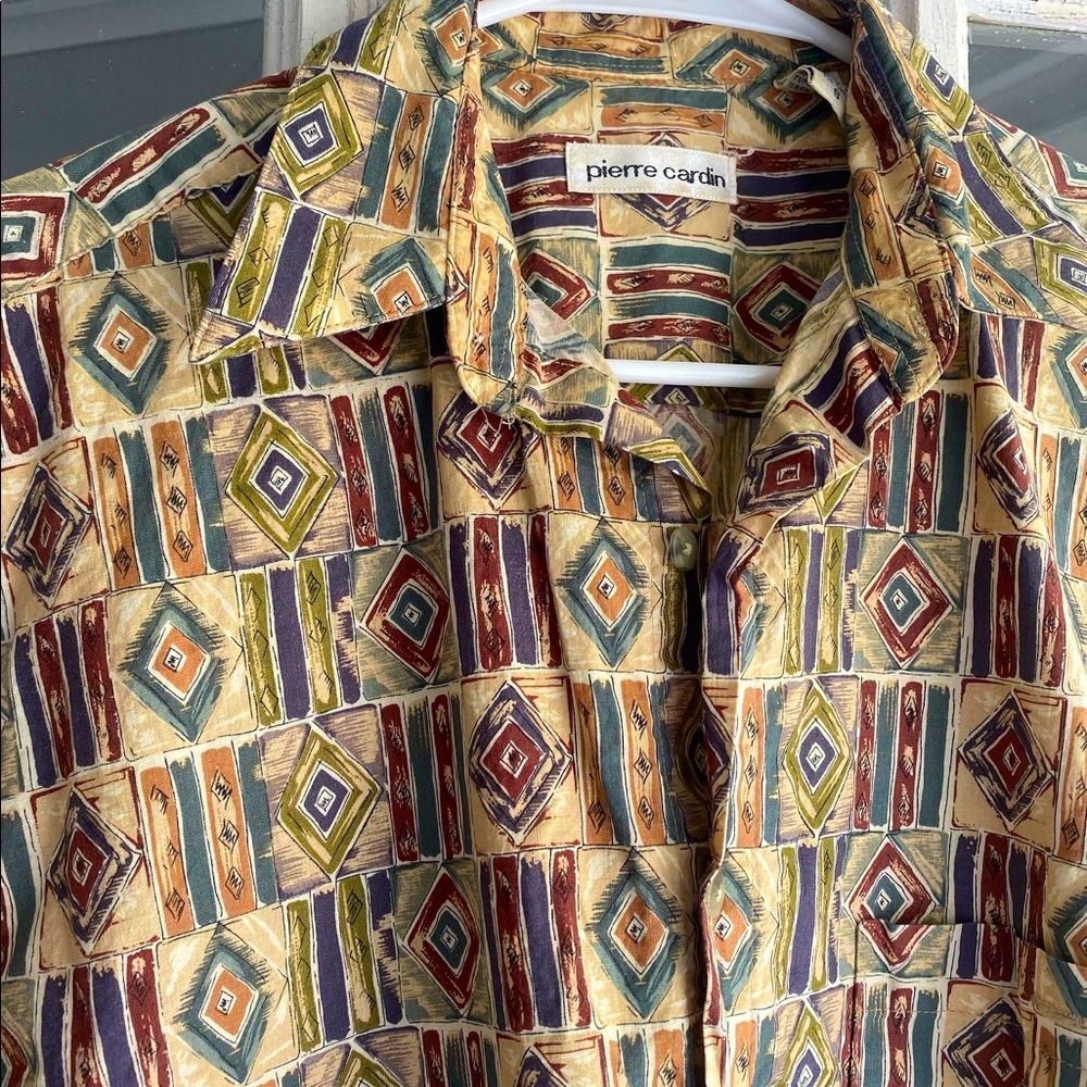 Printed mens button up tee